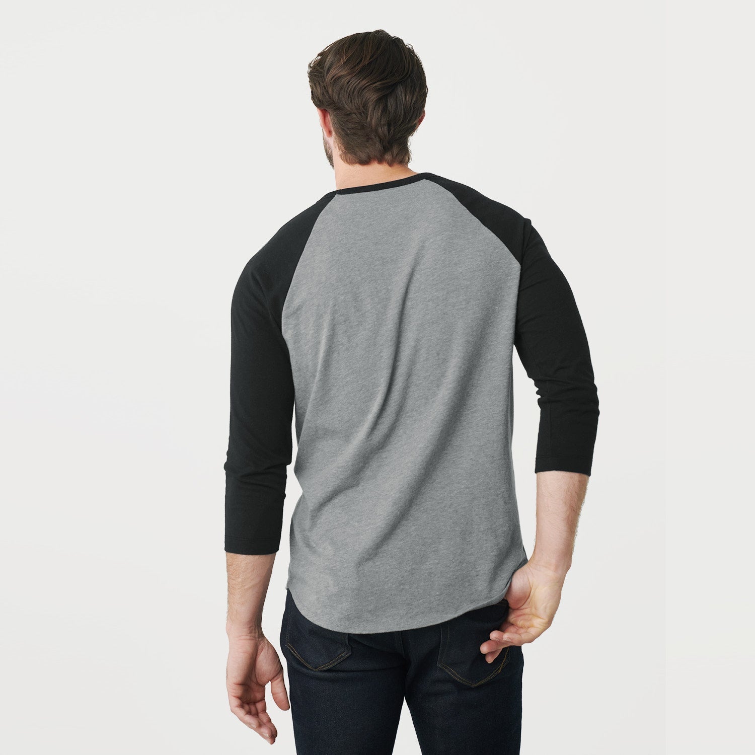 Oht Raglan Gray Heather Gray/Black Baseball Raglan – True Classic Corporate Wholesale