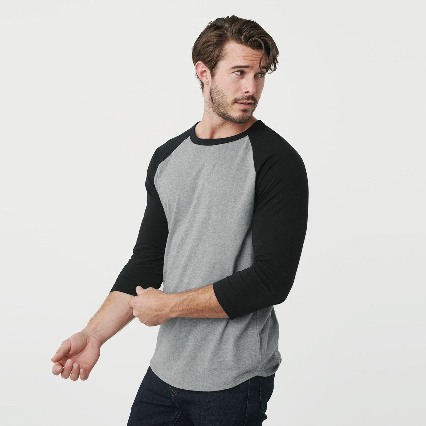 Heather Gray/Black Baseball Raglan