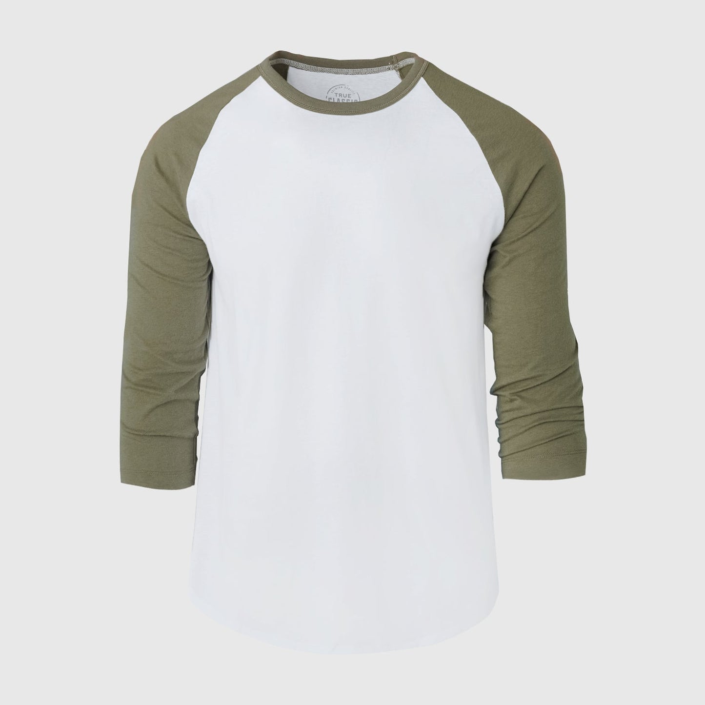 White/Military Green Baseball Raglan