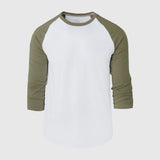 White/Military Green Baseball Raglan