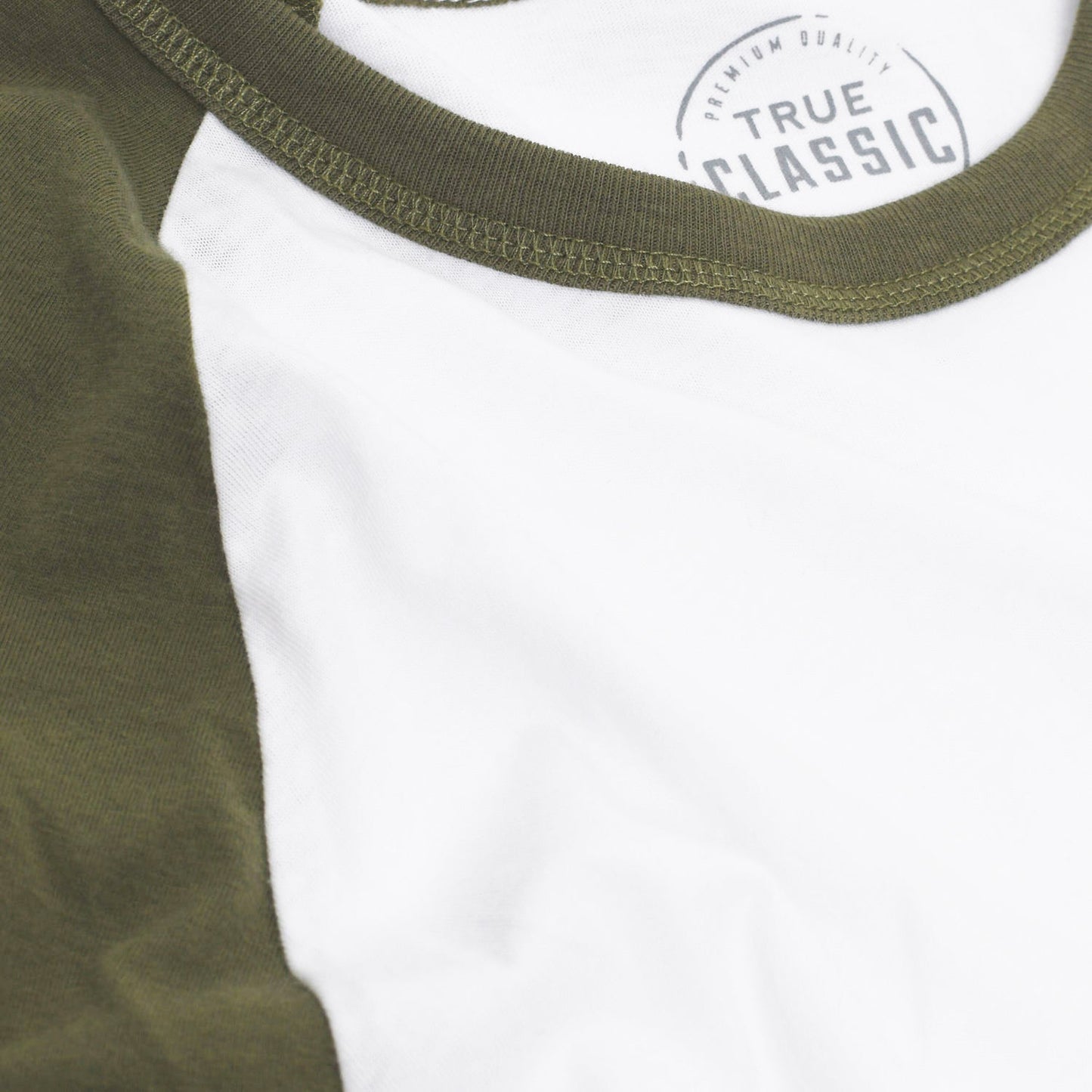 White/Military Green Baseball Raglan