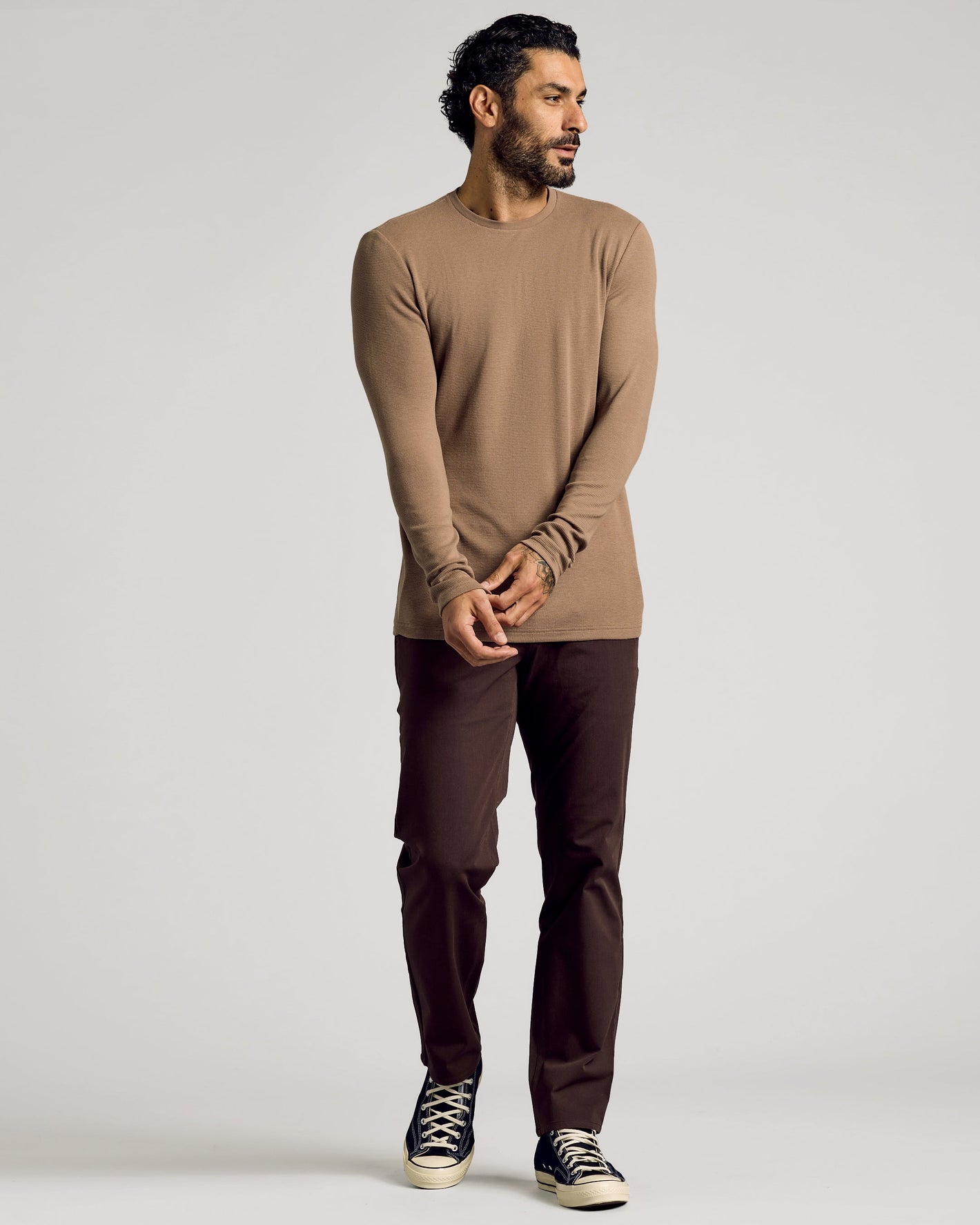 Alpaca Waffle Long Sleeve Crew Neck