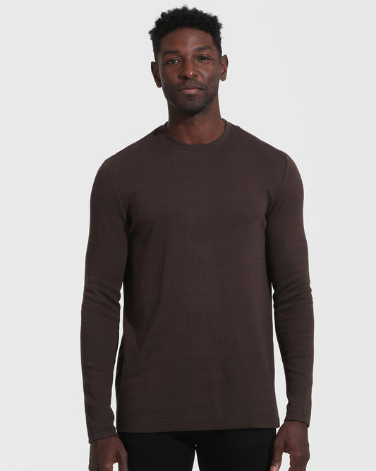 Dark Oak Long Sleeve Waffle Crew