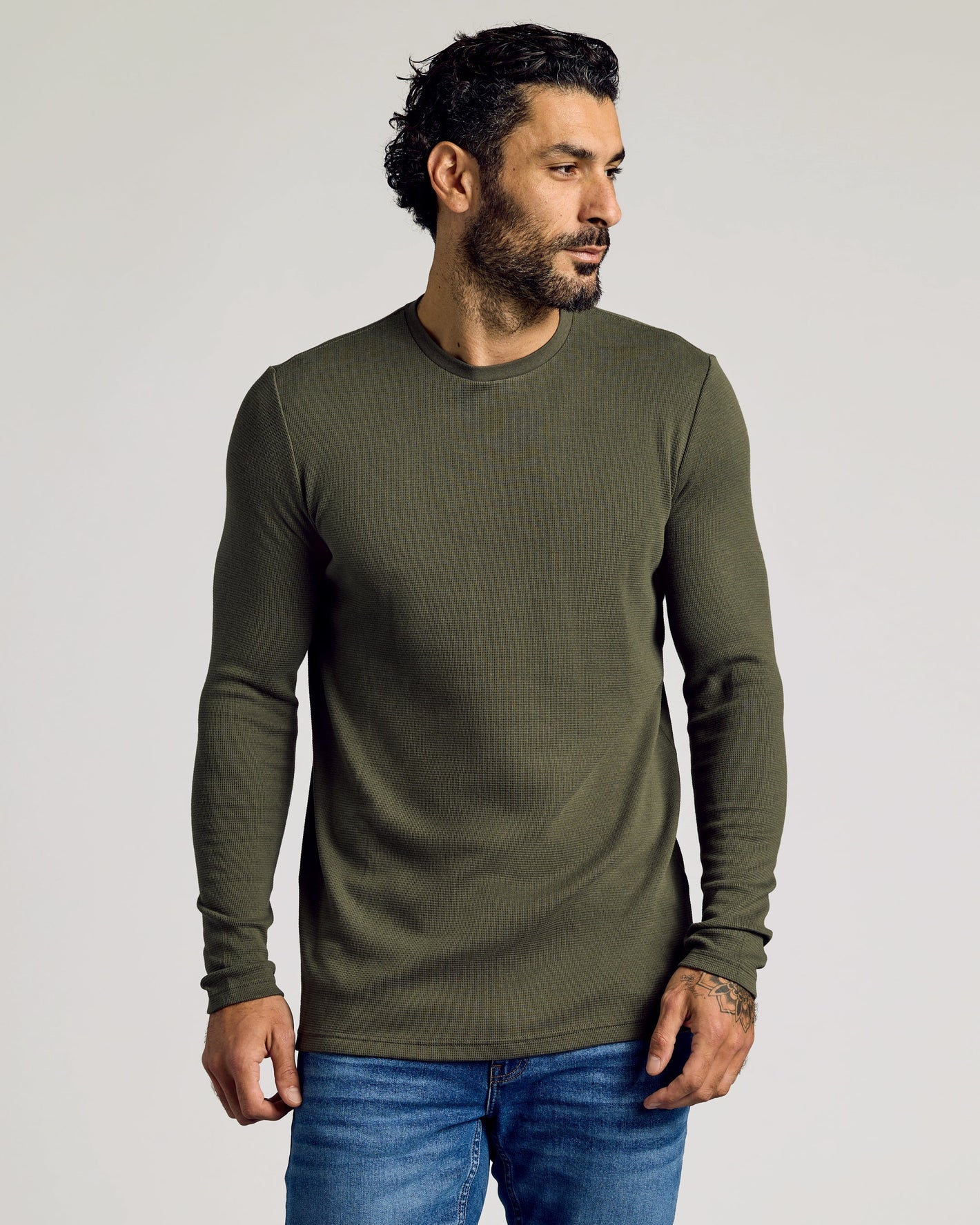Kelp Waffle Long Sleeve Crew Neck