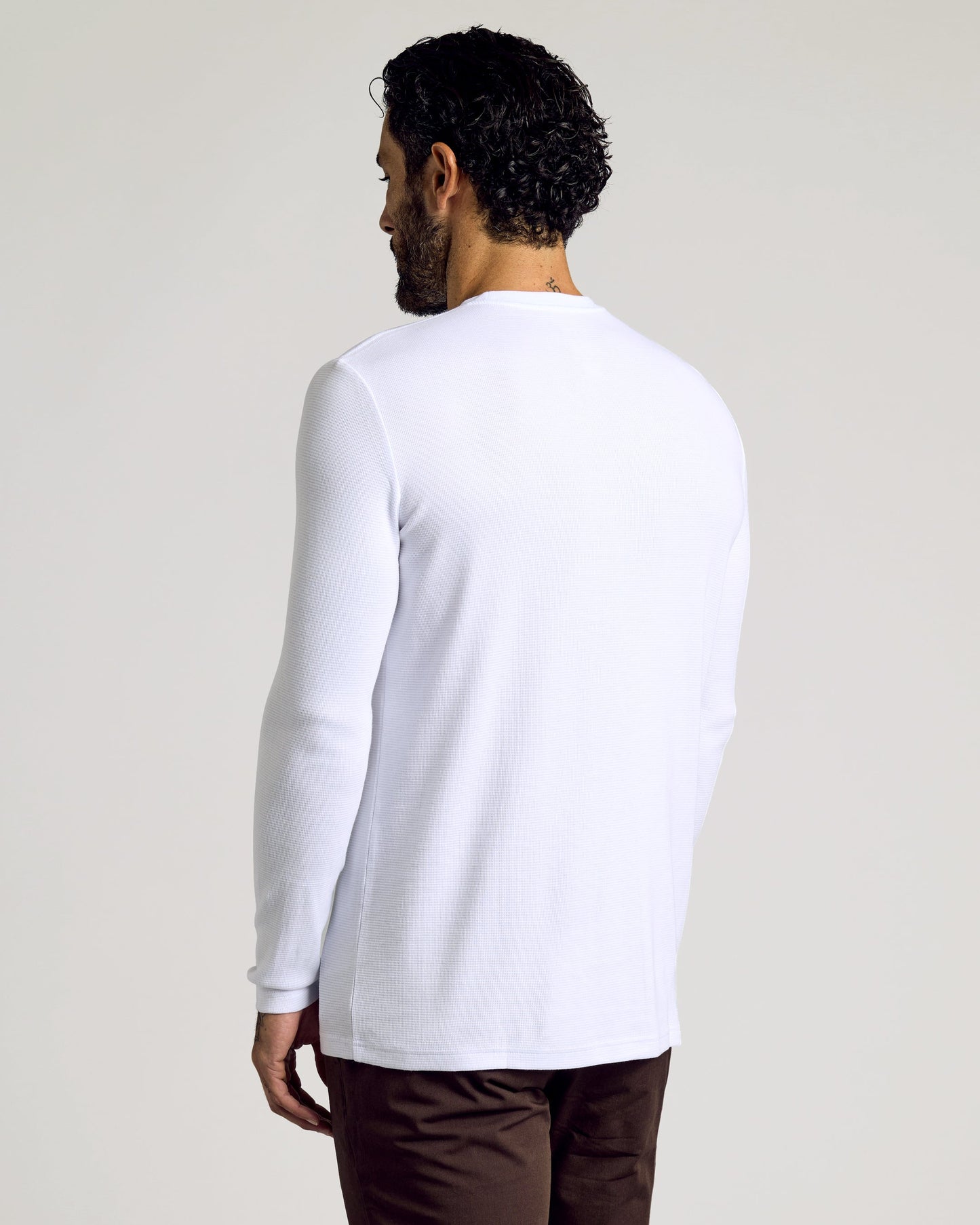 White Waffle Long Sleeve Crew Neck