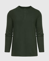 Dark Olive Waffle Long Sleeve Henley