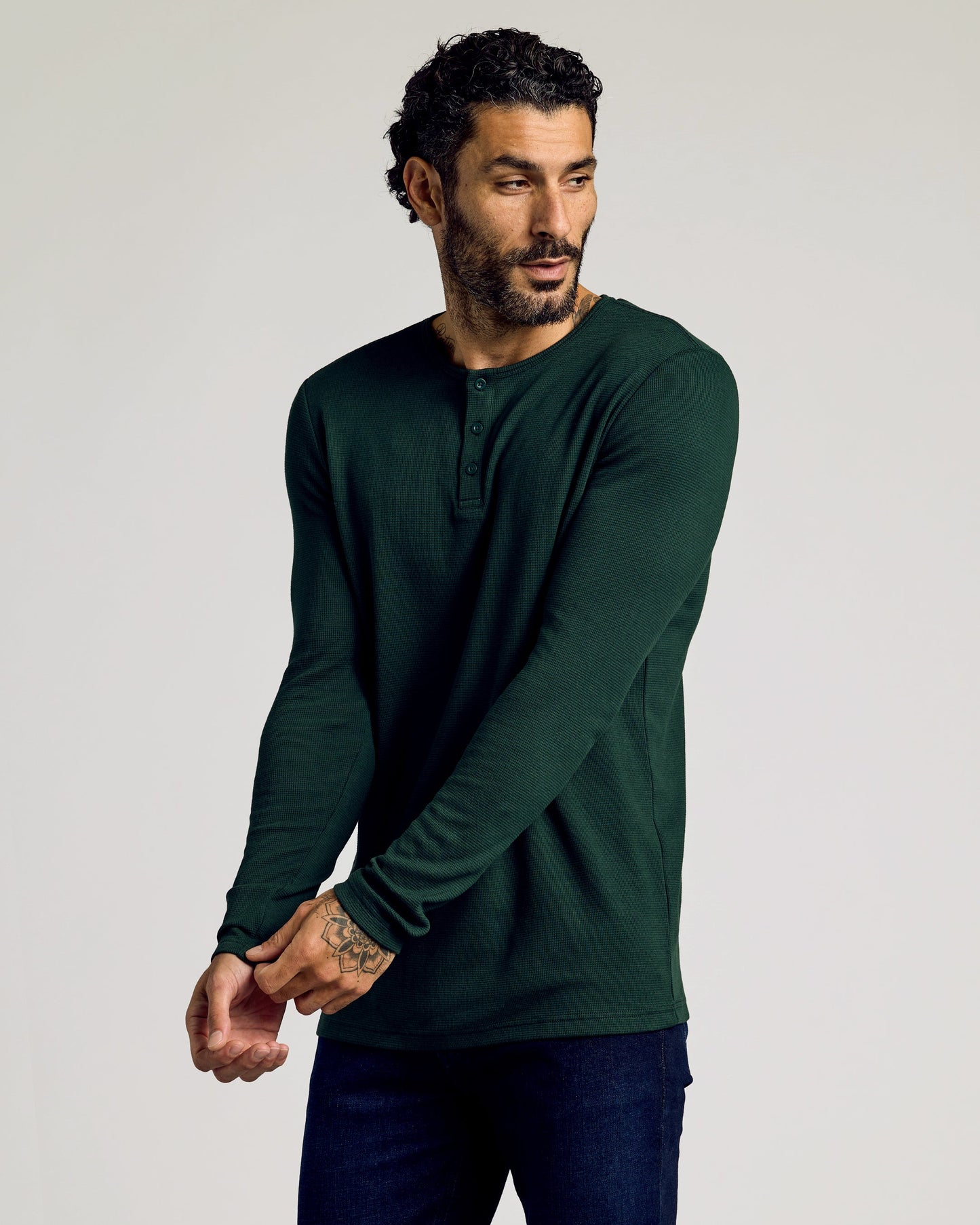 Kale Waffle Long Sleeve Henley
