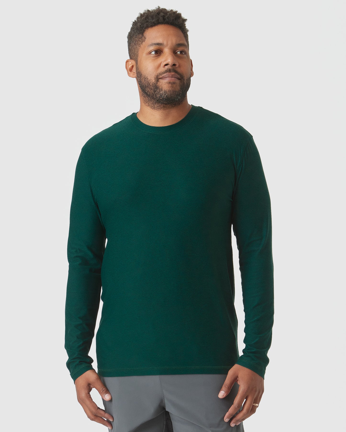 Evergreen Heather Active Long Sleeve Crew T-Shirt