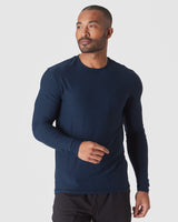 Dark Heather Cadet Active Long Sleeve Crew T-Shirt
