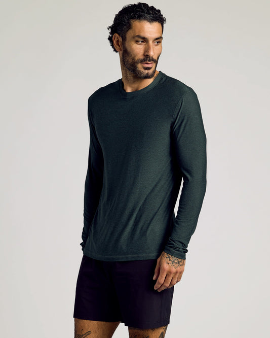 Dark Heather Forest Active Long Sleeve Crew T-Shirt
