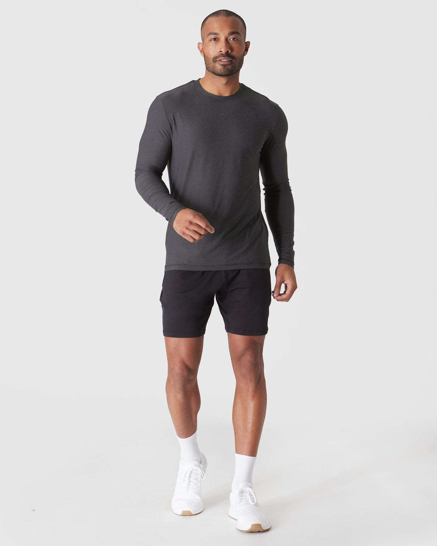 Dark Heather Tempest Active Long Sleeve Crew T-Shirt