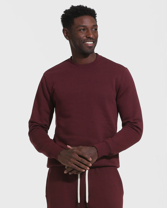 Mahogany Fleece French Terry Pullover Crew Sweatshirt