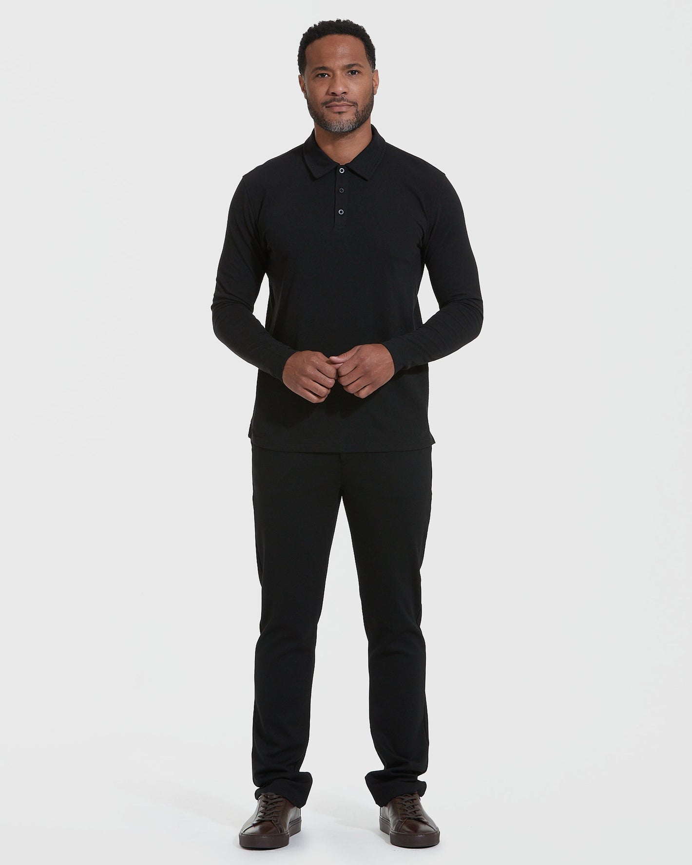 Black Classic Long Sleeve Polo