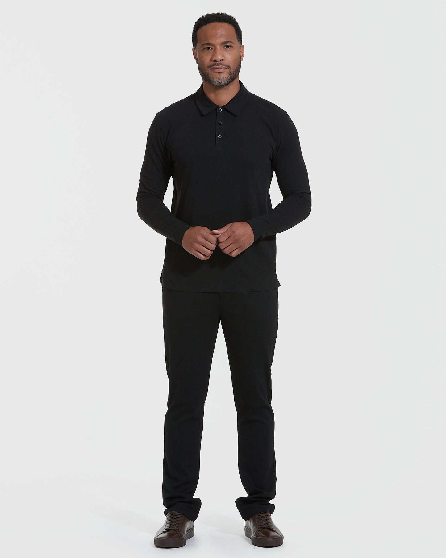 Black Classic Long Sleeve Polo