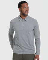 Heather Gray Classic Long Sleeve Polo