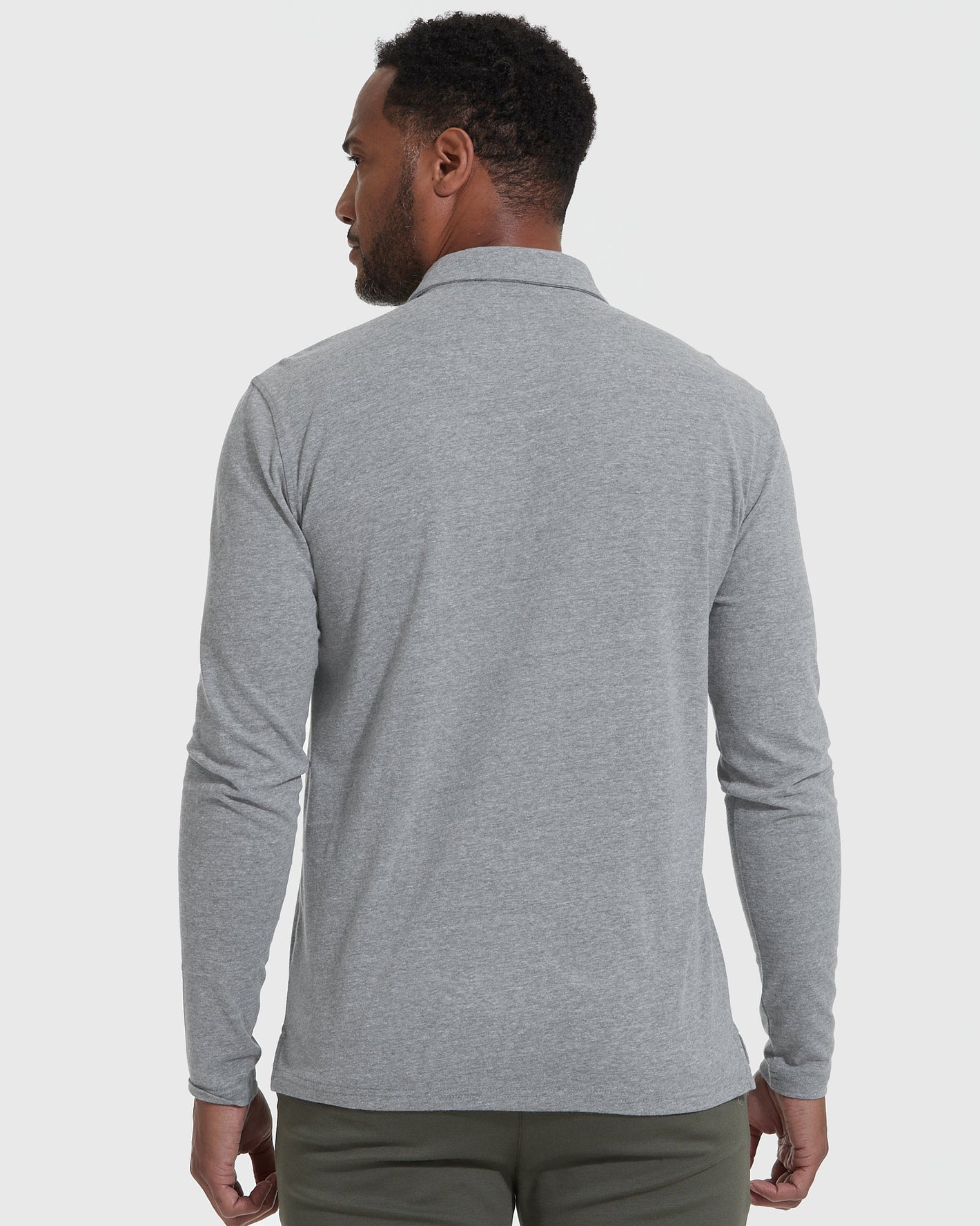 Heather Gray Classic Long Sleeve Polo