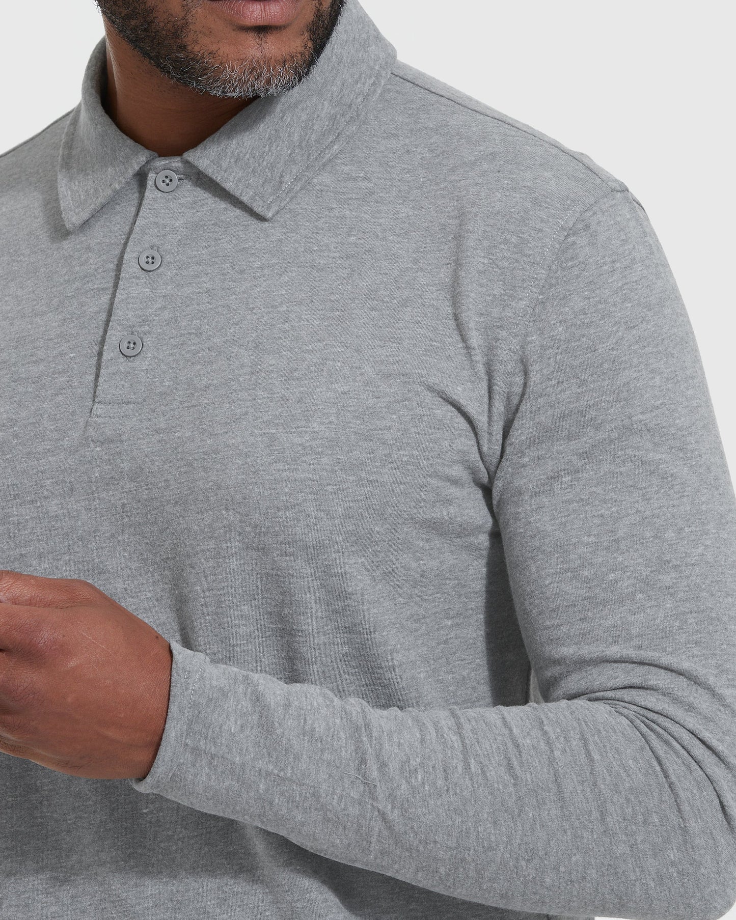 Heather Gray Classic Long Sleeve Polo