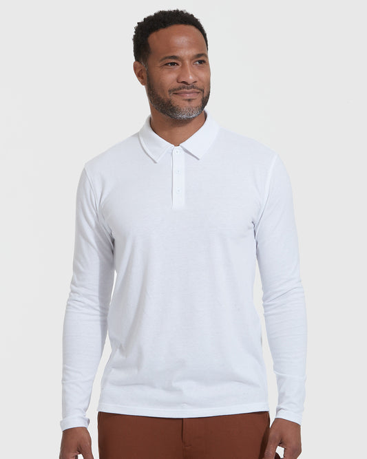 White Long Sleeve Polo