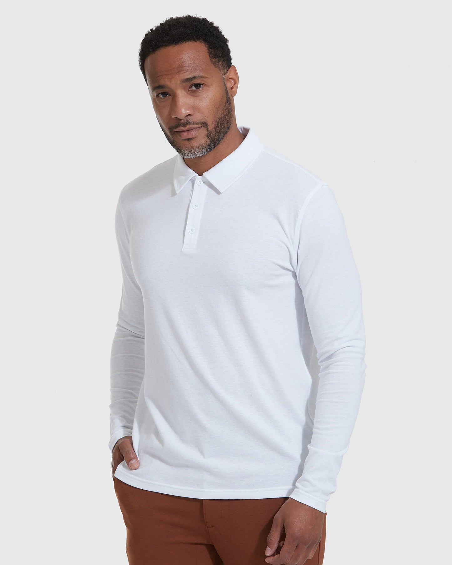 White Classic Long Sleeve Polo