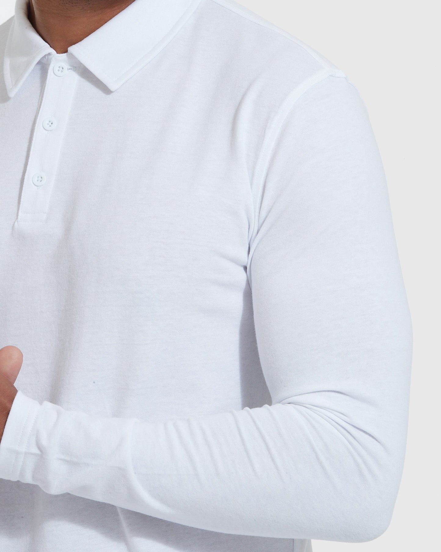 White Classic Long Sleeve Polo