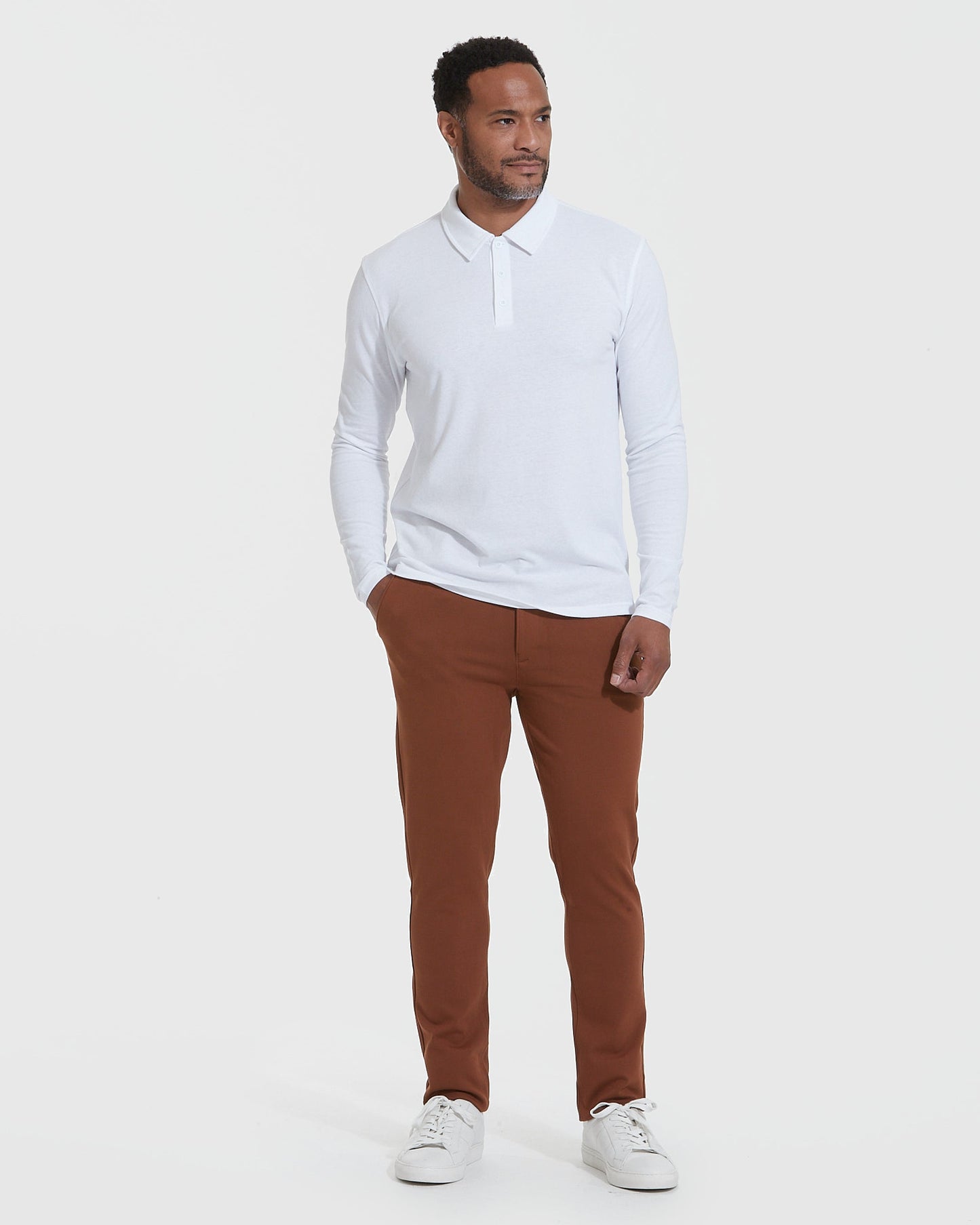 White Classic Long Sleeve Polo