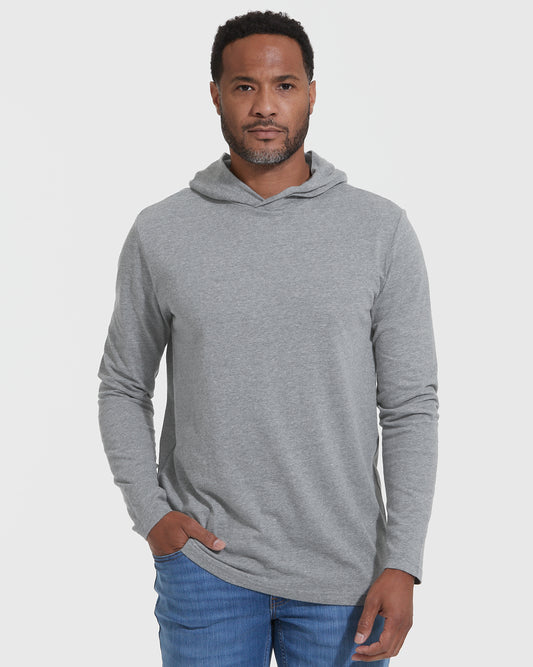 Heather Gray Hooded Long Sleeve T-Shirt