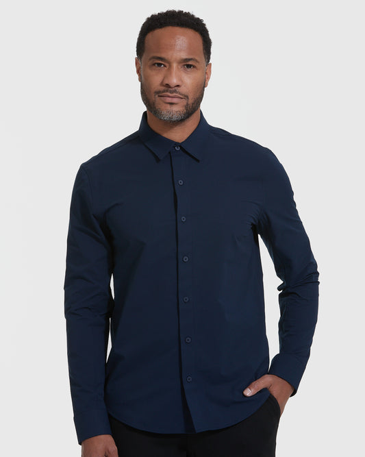 Navy Commuter Long Sleeve Button Up Shirt