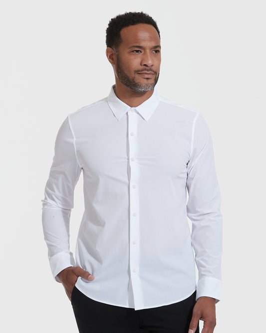 White Commuter Long Sleeve Button Up Shirt