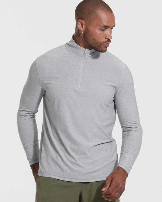 Light Heather Gray Quarter Zip Performance Shirt