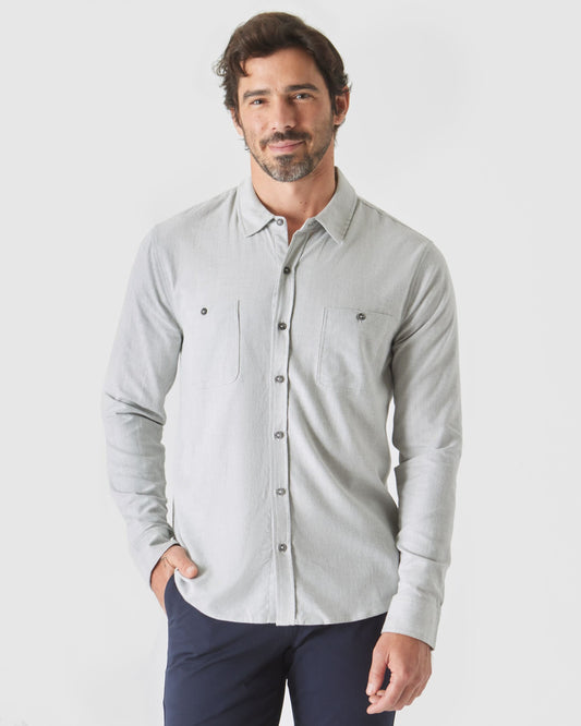 Heather Gray Long Sleeve Lightweight Flannel Shirt