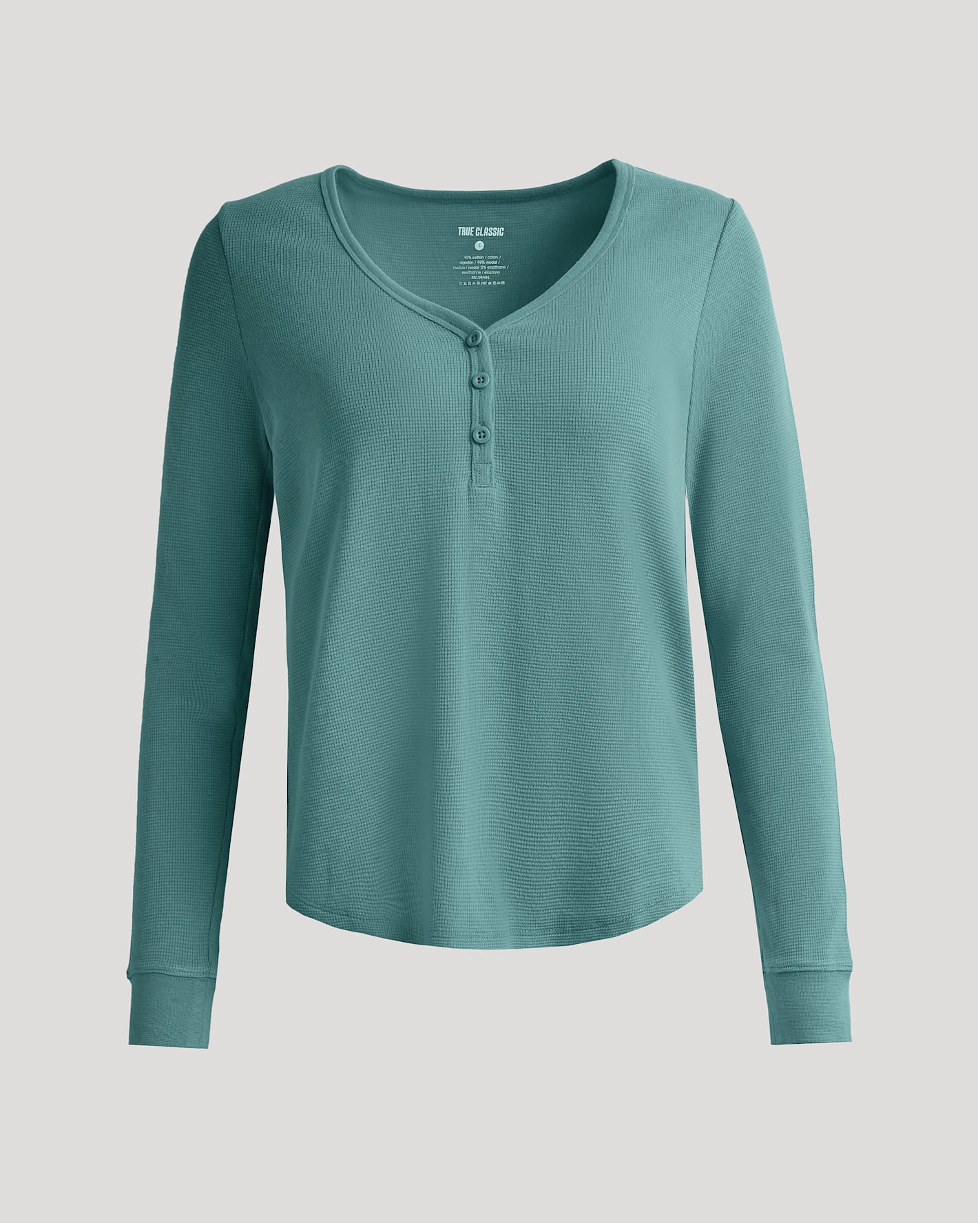 Womens Stormcloud Waffle Long Sleeve Boxy Henley