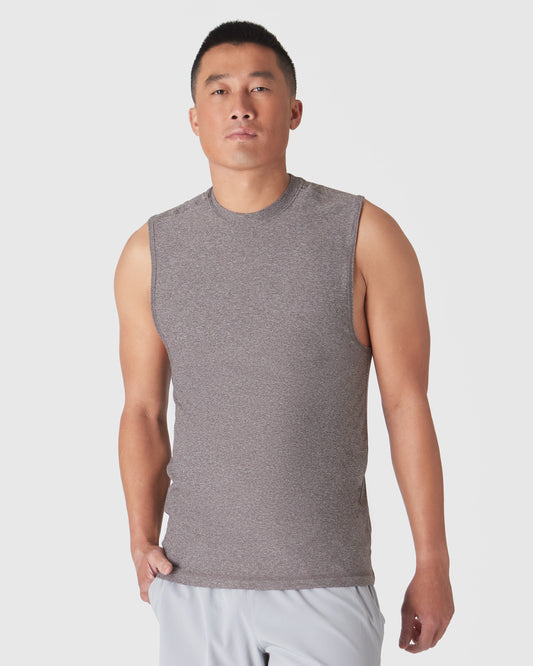 Heather Cocoa Sleeveless Active Muscle Tee