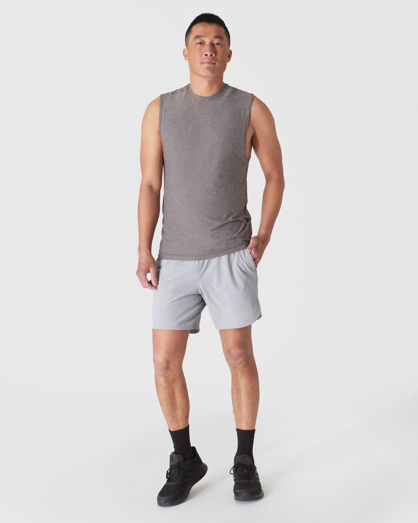 Heather Cocoa Sleeveless Active Muscle Tee