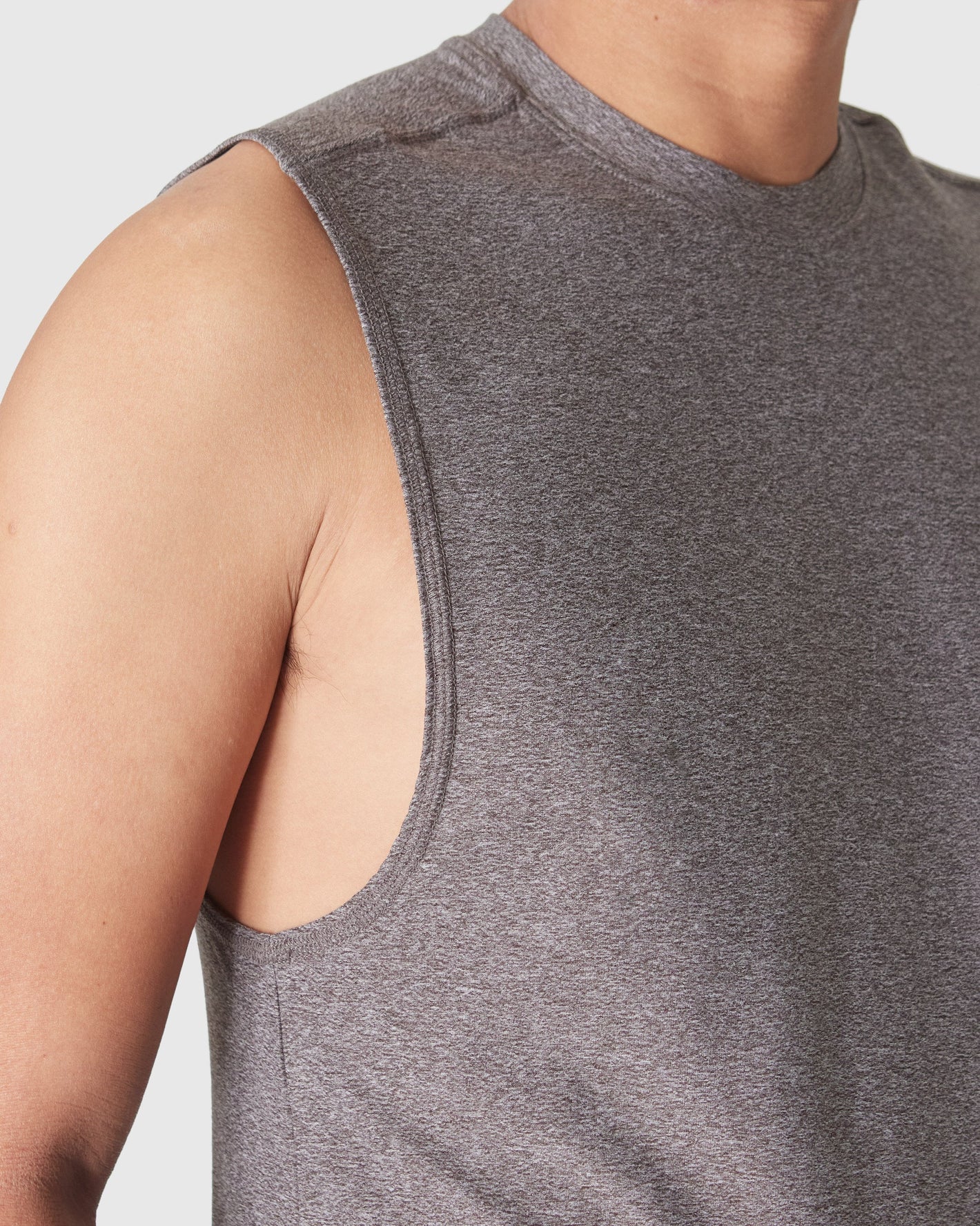 Heather Cocoa Sleeveless Active Muscle Tee