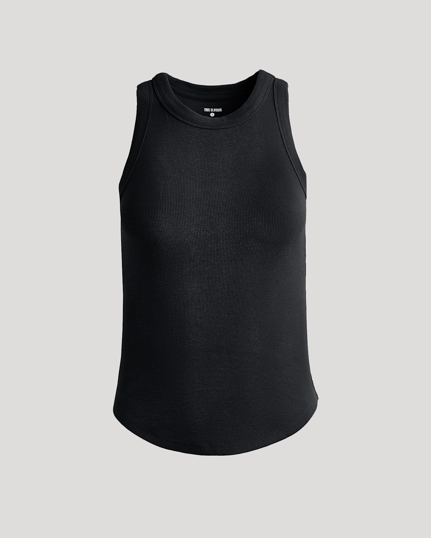 Womens Black Ribbed High Neck Tank