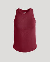 Womens Dark Maroon Ribbed High Neck Tank