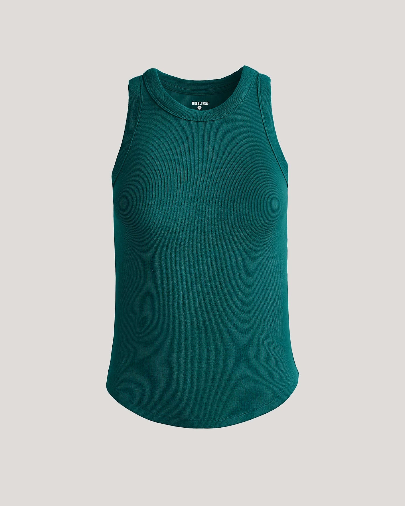 Womens Deep Emerald Ribbed High Neck Tank