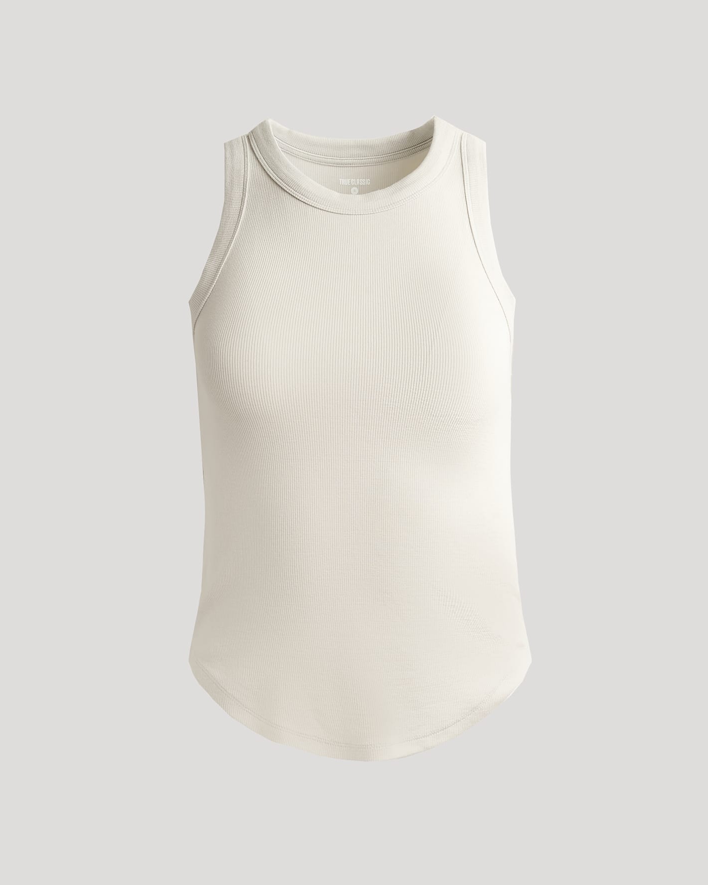Womens Oatmeal Ribbed High Neck Tank
