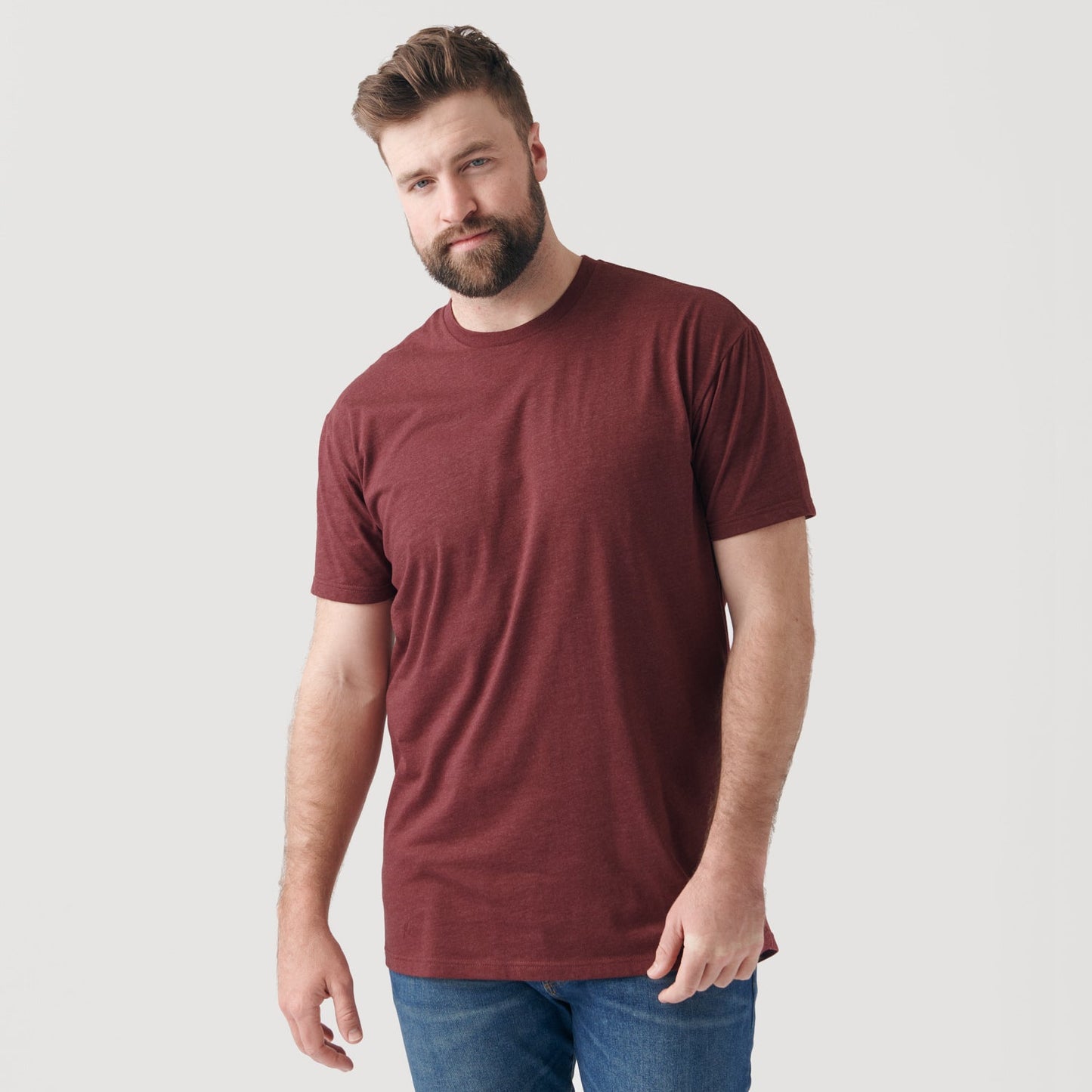 Heather Burgundy Tall Round Hem Crew Neck T-Shirt