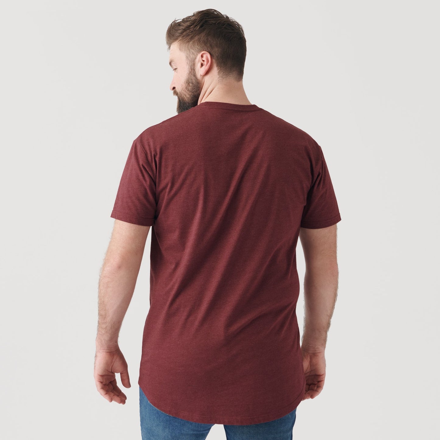 Heather Burgundy Tall Round Hem Crew Neck T-Shirt