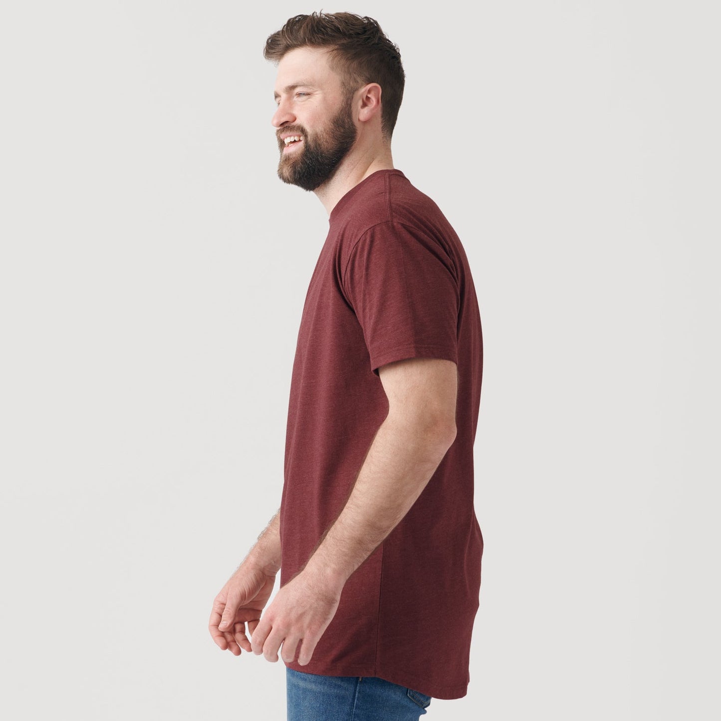 Heather Burgundy Tall Round Hem Crew Neck T-Shirt