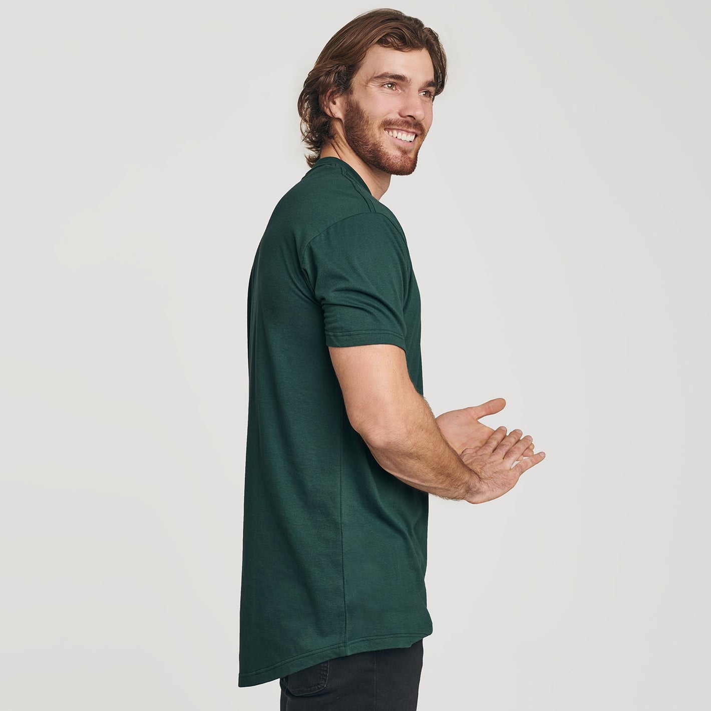 Forest Green Tall Round Hem Crew Neck T-Shirt