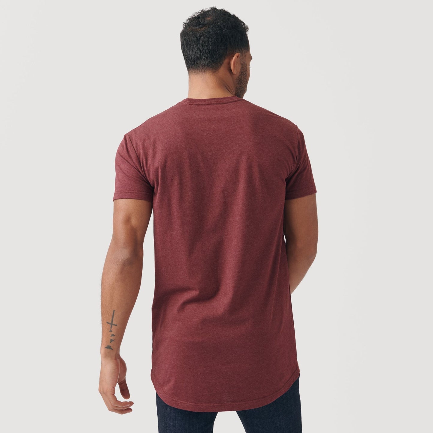 Heather Burgundy Tall Round Hem Crew Neck T-Shirt
