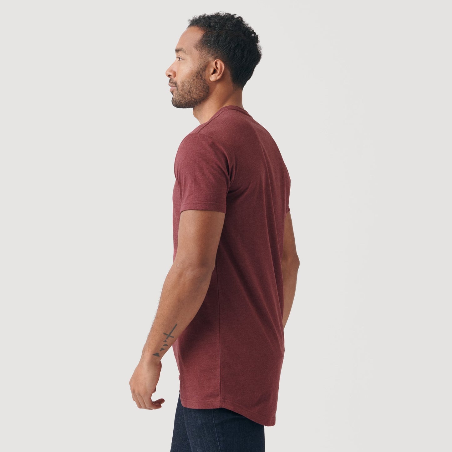 Heather Burgundy Tall Round Hem Crew Neck T-Shirt