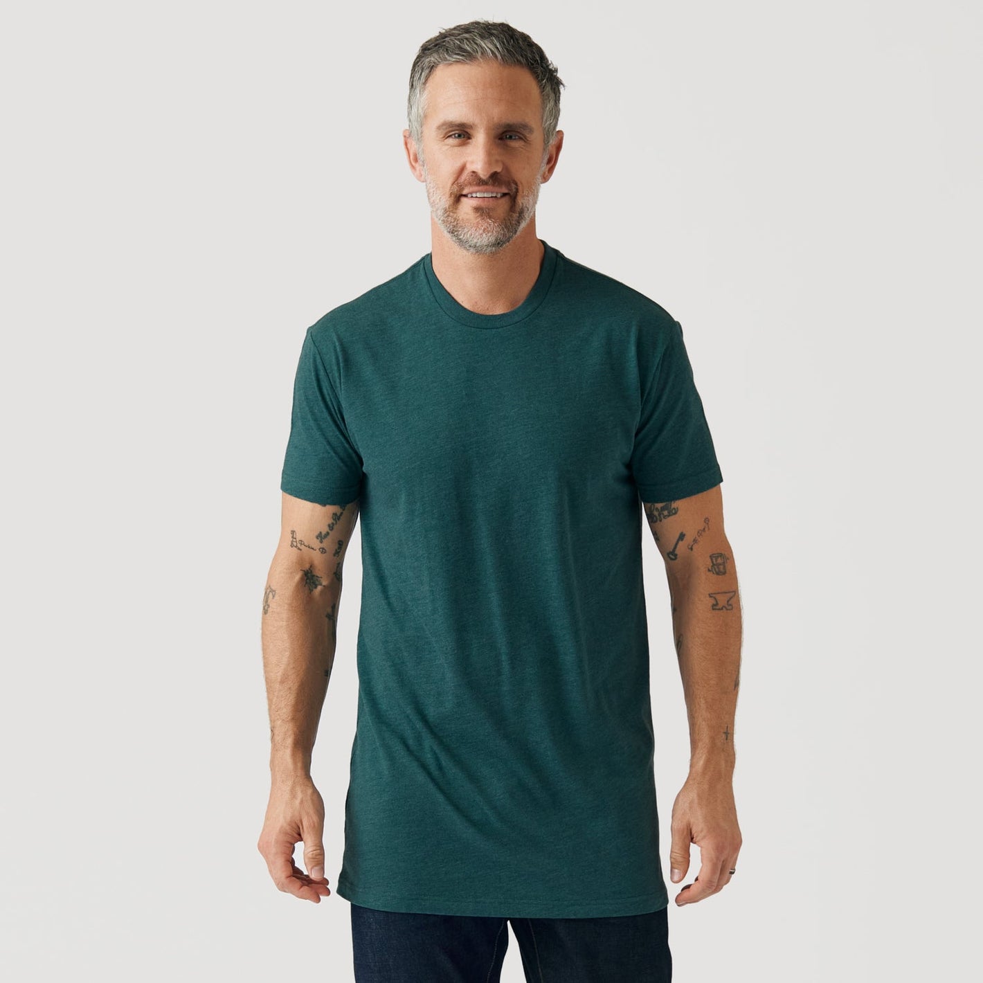 Heather Emerald Tall Round Hem Crew Neck T-Shirt