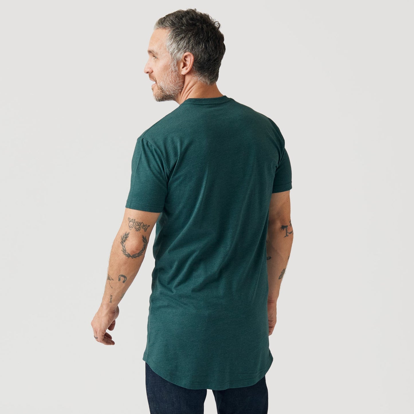 Heather Emerald Tall Round Hem Crew Neck T-Shirt
