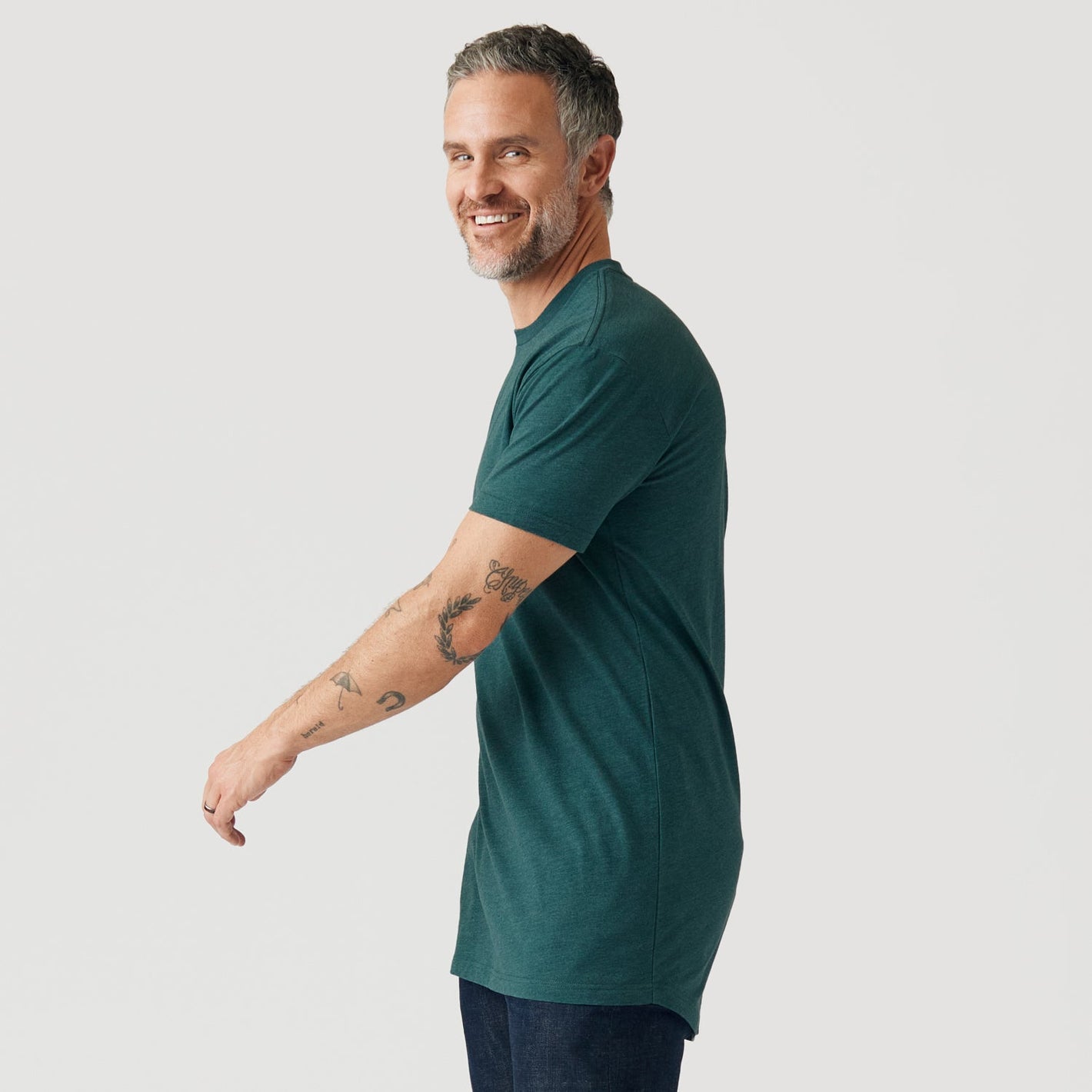 Heather Emerald Tall Round Hem Crew Neck T-Shirt