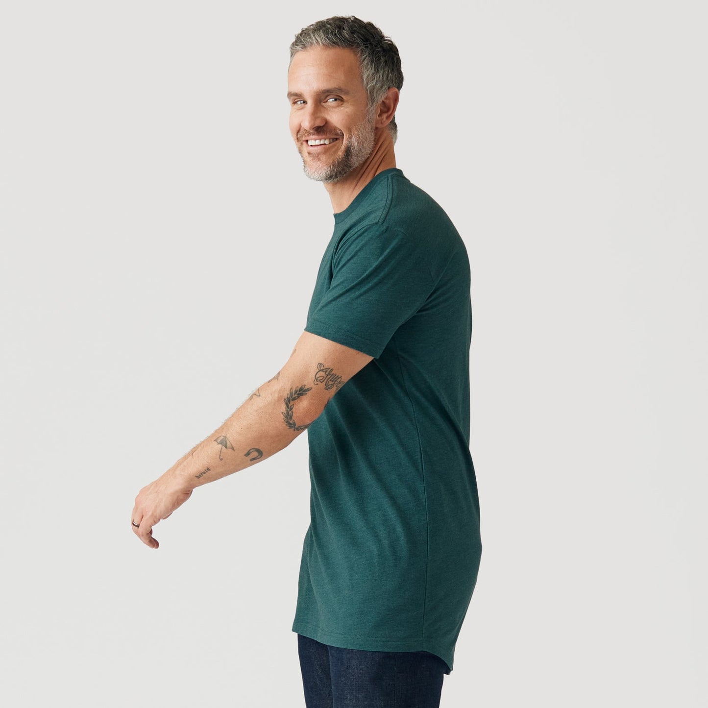 Heather Emerald Tall Round Hem Crew Neck T-Shirt