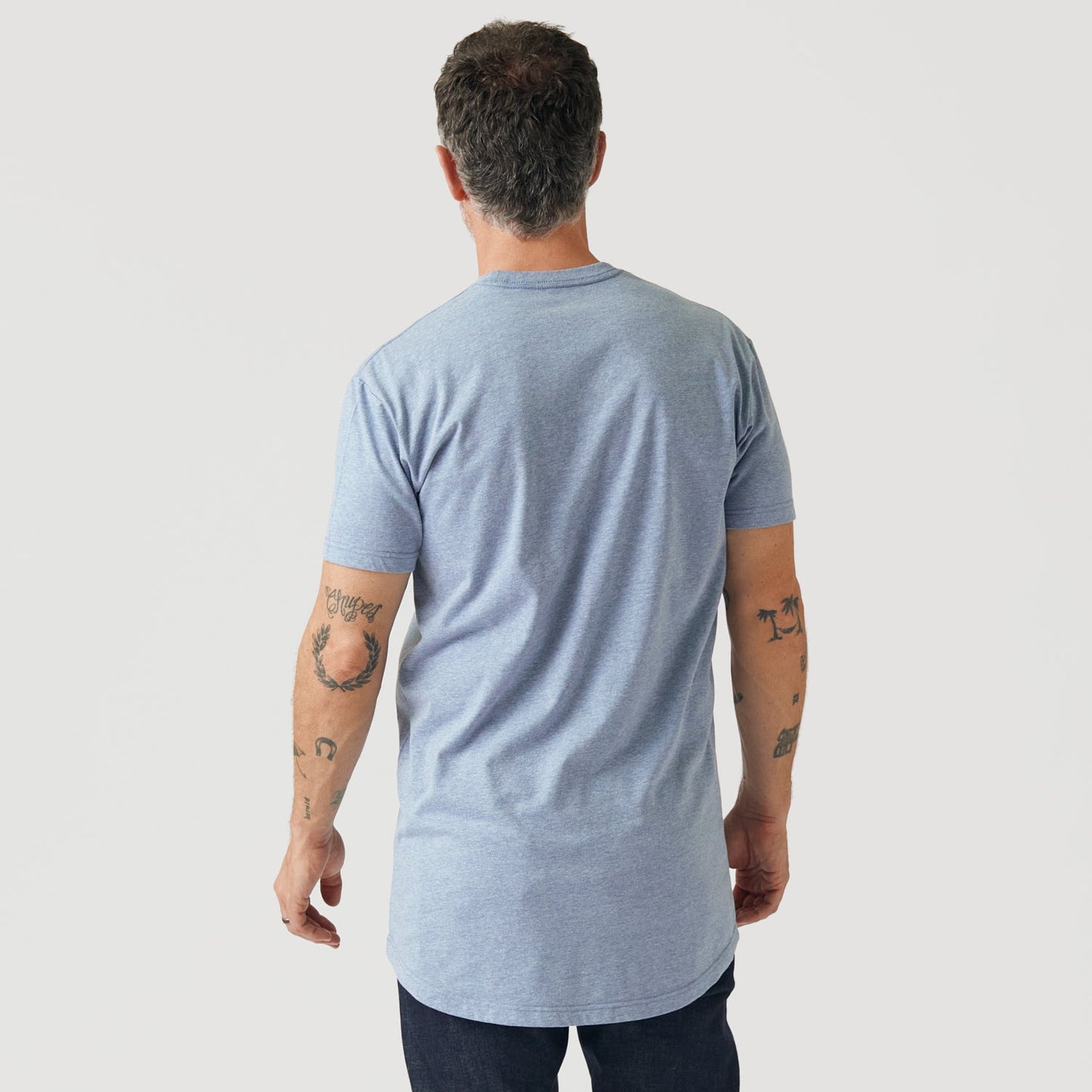 Heather Indigo Tall Round Hem Crew Neck T-Shirt