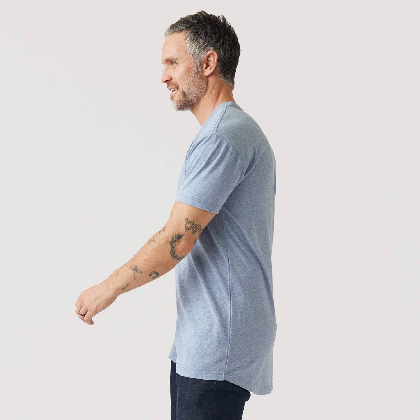 Heather Indigo Tall Round Hem Crew Neck T-Shirt